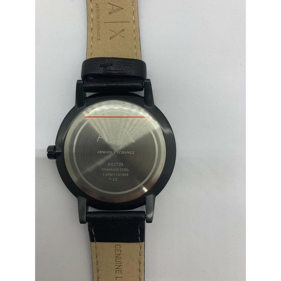 Armani Exchange Cayde Black Watch AX2705 NEW IN BOX Black Leather Strap - Picture 5 of 10